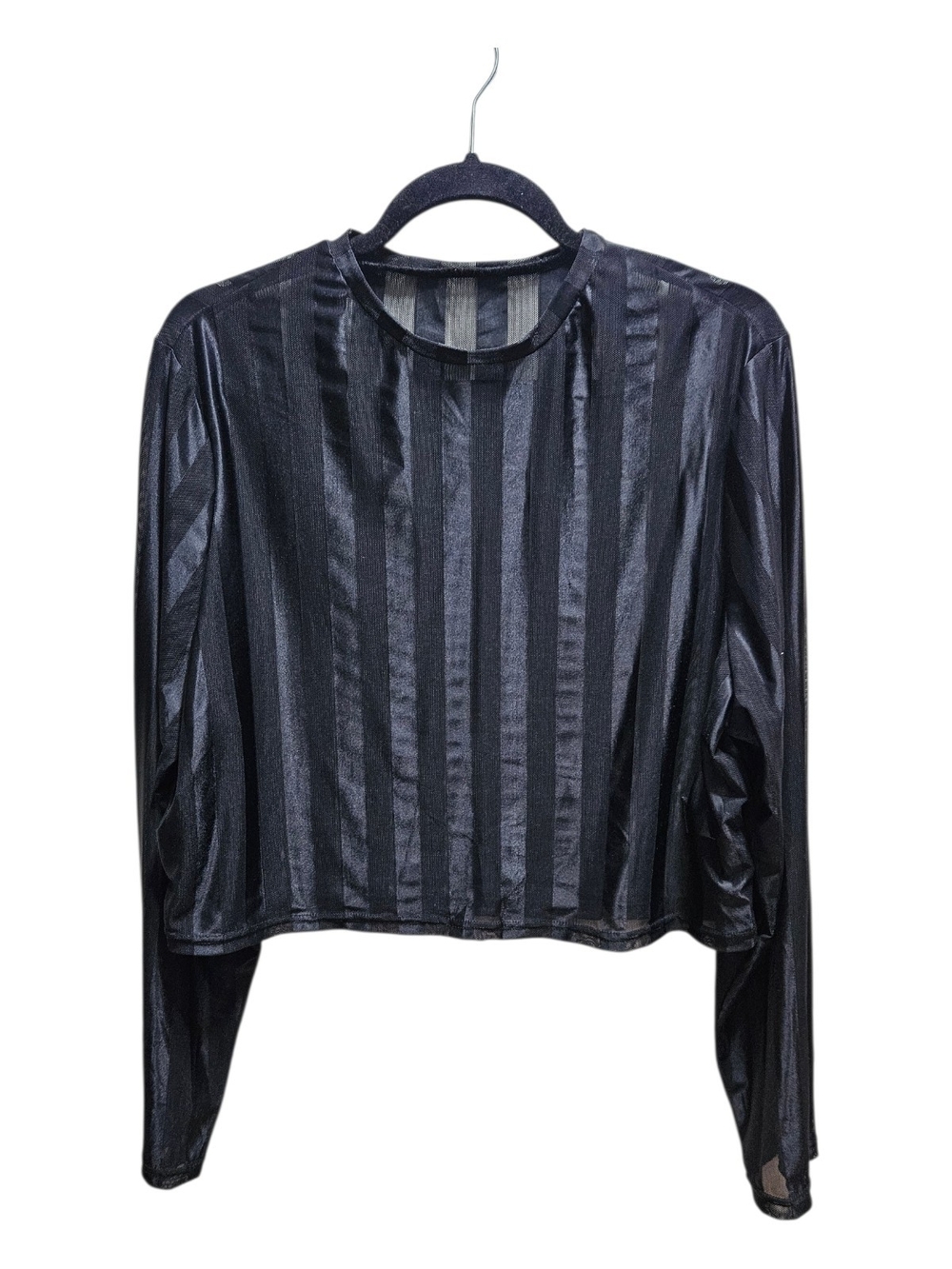 SHEIN Curve Sheer Striped Mesh Crop Top - Size 2XL
